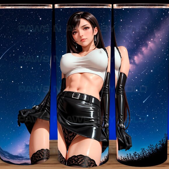 Glow in the Dark Tifa Lockhart Final Fantasy 7 Starry Night Cup Mug Tumbler 20oz - Picture 2 of 4